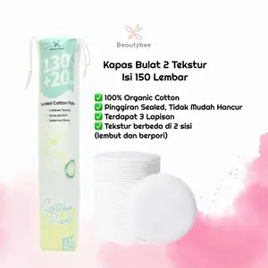 BEAUTYBEE KAPAS MAKEUP SKINCARE EKSFOLIASI BULAT 2 TEKSTUR 3 LAPIS ISI 150 LEMBAR (SY419/ SY420)