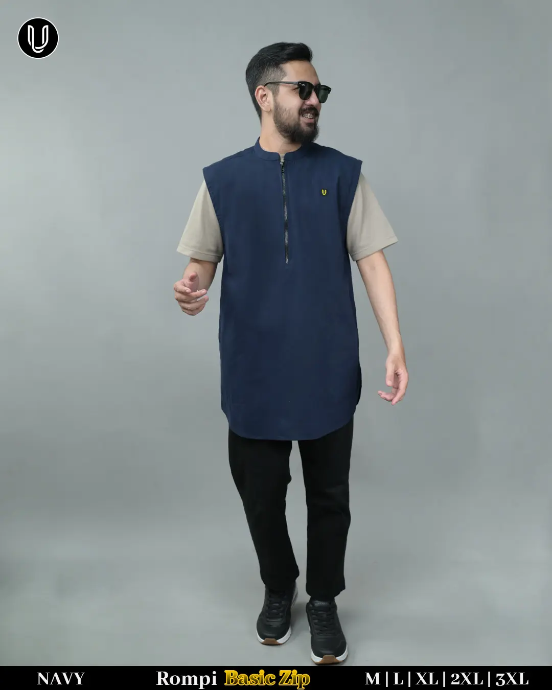 Uhud Basic - Rompi Kurta Basic Zip Berbahan Baby Canvas M-3XL