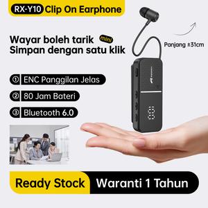 Earphones Bluetooth RX-Y10 ENC Pengurangan Bunyi Bateri 80 Jam Bass HiFi Paparan LED Pengecasan Pantas Type-C