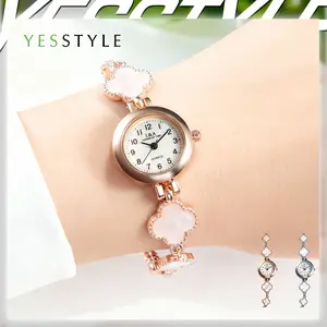 Yesstyle Jam Tangan Wanita Model Gelang Clover Serut Adjustable Analog Quartz Fashion Watch