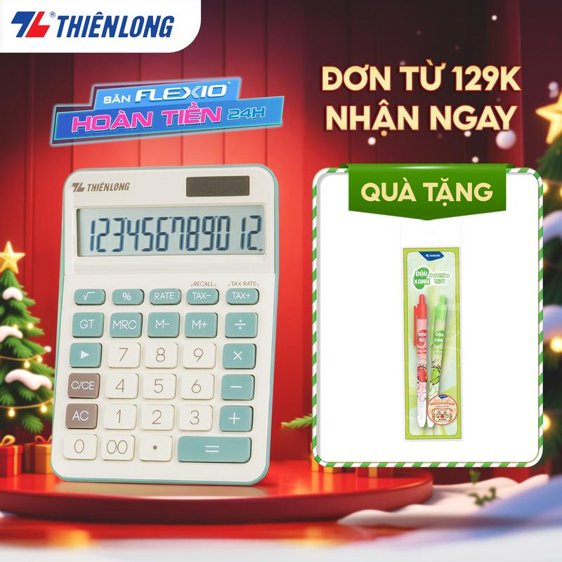  Máy tính cầm tay văn phòng để bàn Thiên Long Flexio CAL-010 - Máy tính mini 12 số phù hợp tính toán bảo hành chính hãng 
