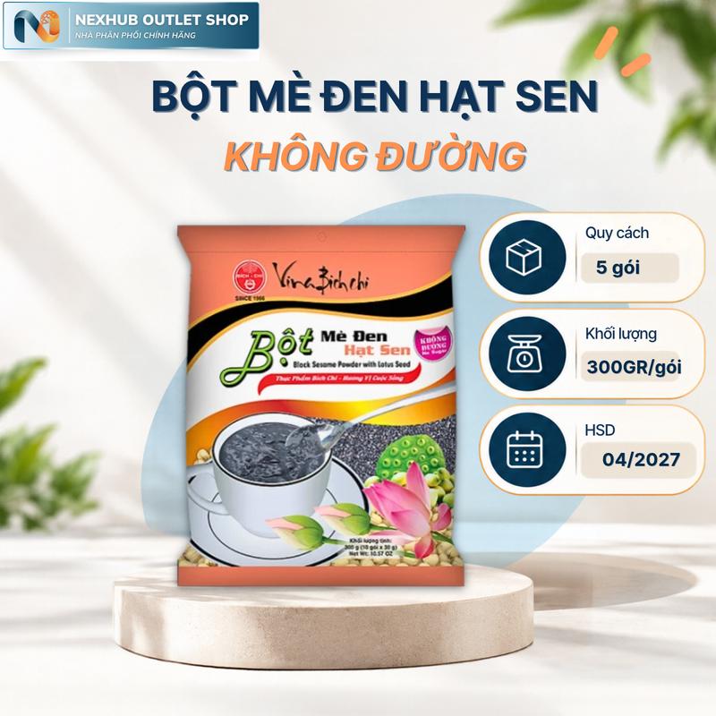 Bột Mè Đen Hạt Sen Không Đường 300G/Gói Bích Chi - Thực Phẩm Bột Ngũ Cốc (không đường)