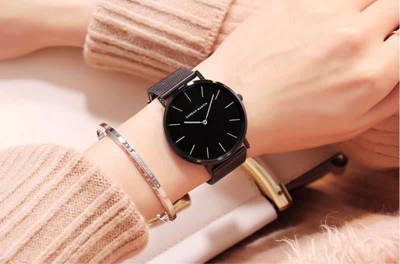 Product Introduction of HANNAH MARTIN Women's Waterproof Watch Light Luxury Minority Minimalist Steel Mesh Strap Slim Watch CV36W 44