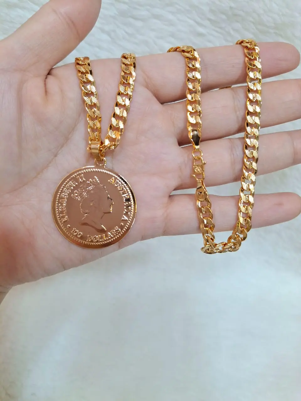Kalung plus liontin koin Perhiasan Penganti Emas Asli-Perhiasan Wanita-Aksesories Wanita- Kualitas premium