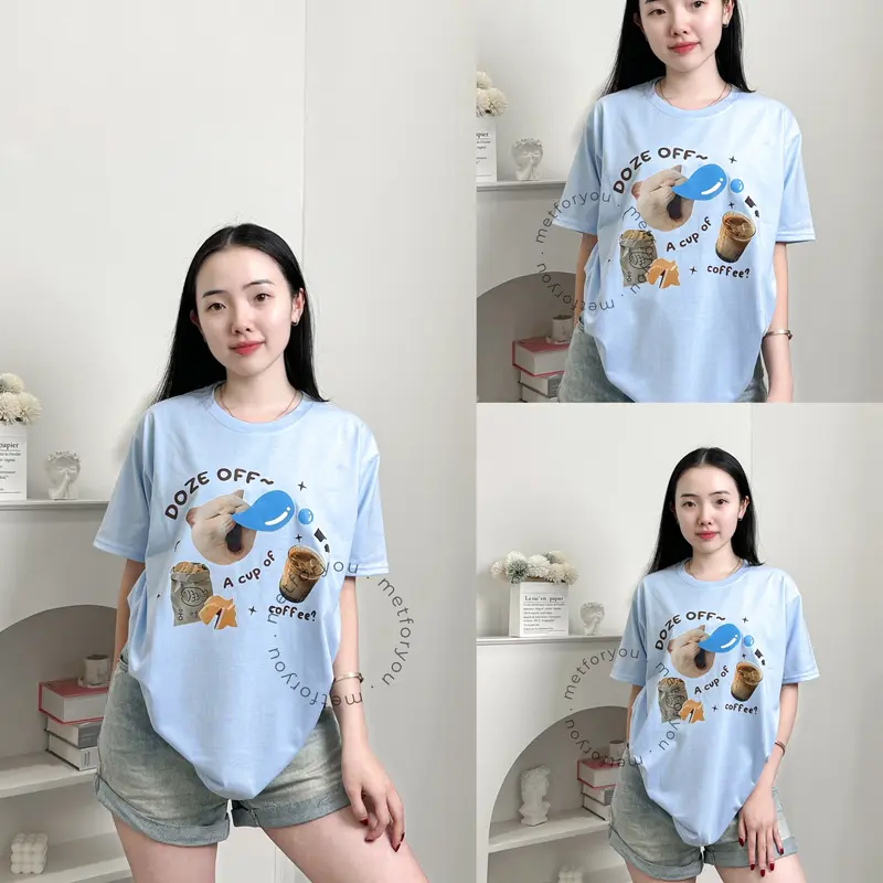 METFORYOU Kaos Wanita Oversize Katun - Doze Off Coffee Cat 4