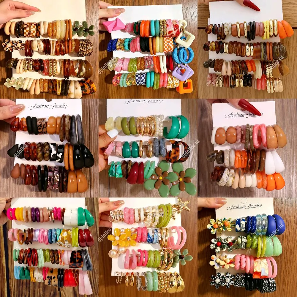 Anting Akrilik Anting Wanita Warna - Warni Bewarna Earring Acrylic Multicolor