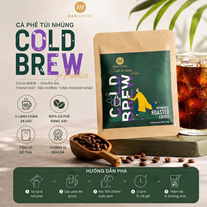 Sachet 1 gói dùng thử cà phê ủ lạnh HANCOFFEE COLDBREW 20g Cafe