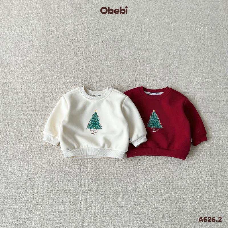 A526.2 Áo Nỉ Em Bé In Cây Thông Noel Giữ Ấm Thời Trang Thu Đông Cho Bé Trai Bé Gái Obebi