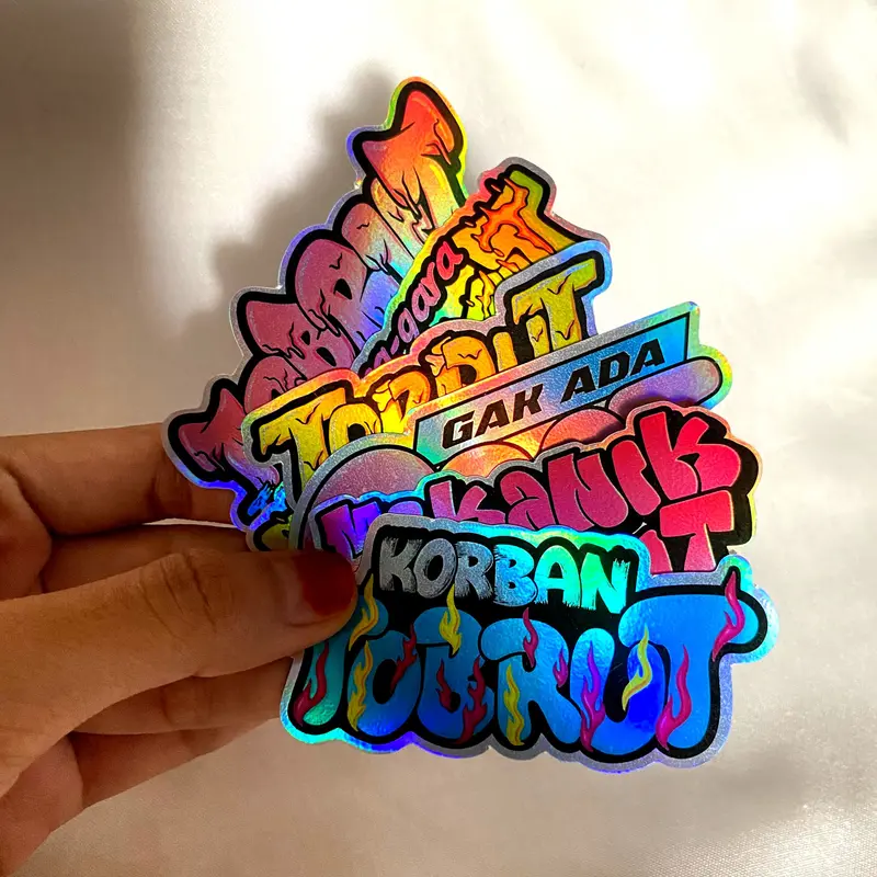6Pcs Stiker kata kata sticker viral /stiker Tobrut Hologram glossy 2