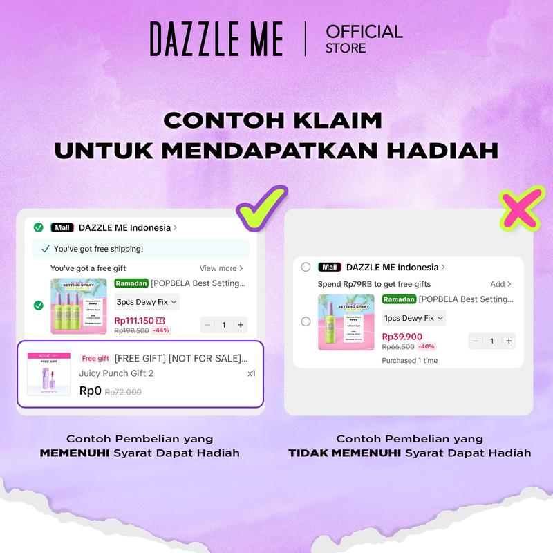 [POPBELA Best Setting Spray 2024 Winner] DAZZLE ME Get a Grip! Makeup Setting Spray Dewy Fix Beauty Protecting 4 X Hydrating Makeup Mist Flawless Lightening Primer Water Tahan 24 JAM 1