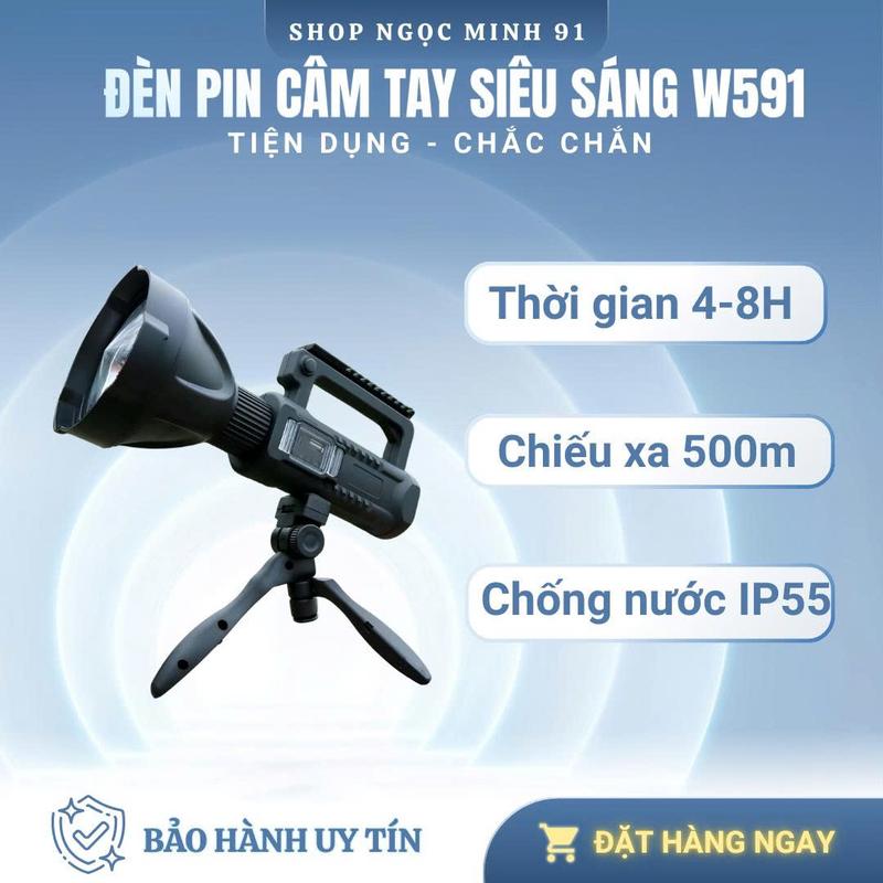 Đèn pin cầm tay siêu sáng W591 - chiếu xa 500m - chống nước - cổng usb sạc cho điện thoại - Pin trâu Phụ Kiện Mobile
