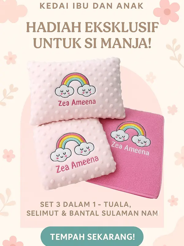 Baby Gift Box - Tuala, Selimut & Bantal Sulam Nama
