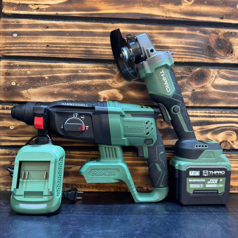 Combo Máy khoan bê tông và Máy cắt cầm tay THPRO, 1 PIN 20Cell 1 sạc, lõi đồng,  Động Cơ Không Than, Chân pin phổ thông