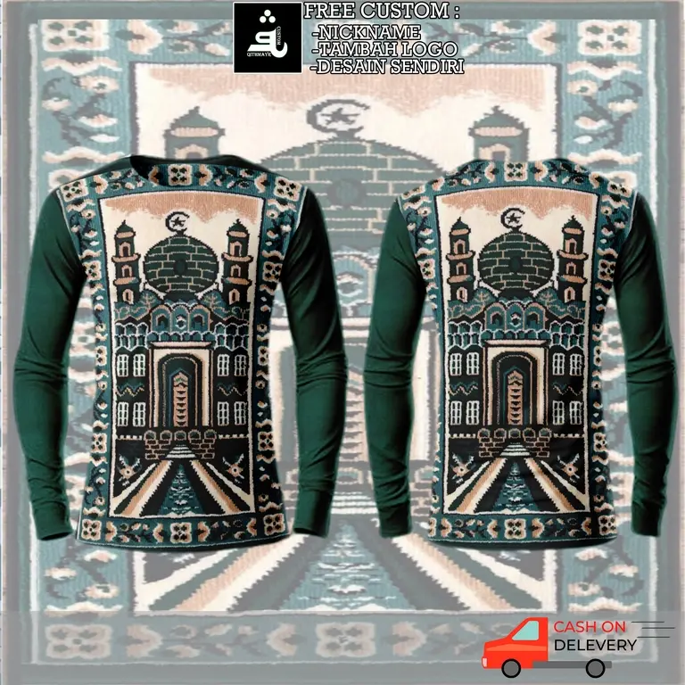 kaos pria motif karpet masjid - tshirt distro sajadah masjid hijau Fullprint/sublimation 3D terbaru 2024 2