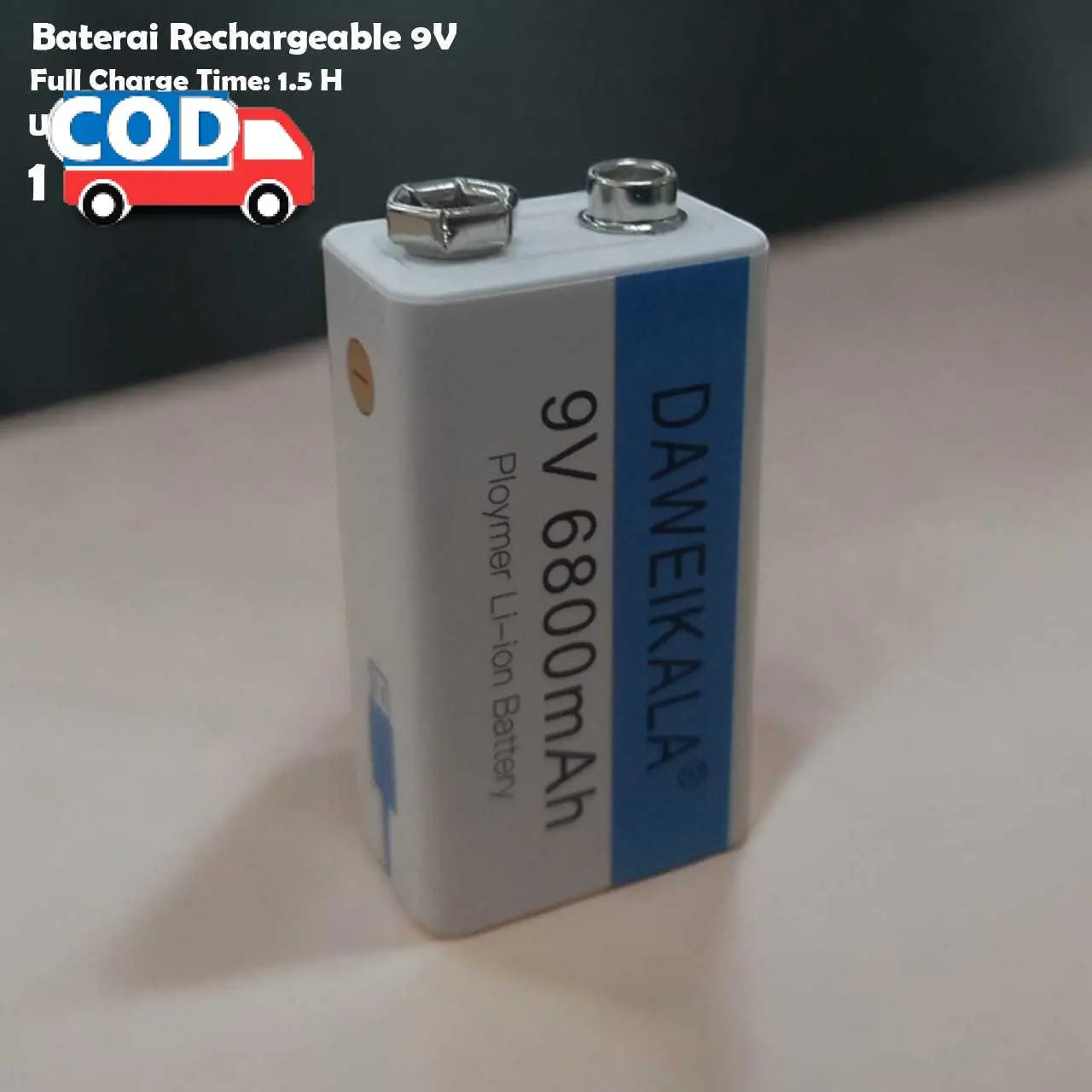 Baterai 9V Isi Ulang USB Type-C 6800mAh Tahan Lama untuk Walkie Talkie dan Detektor Asap