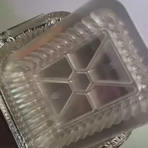 Aluminium Foil Tray Cup BX-2551 Kue Kotak Dessert 440ML+ Tutup Mika 50 Pcs / Cup Cake Pudding Tiramisu TERMURAH