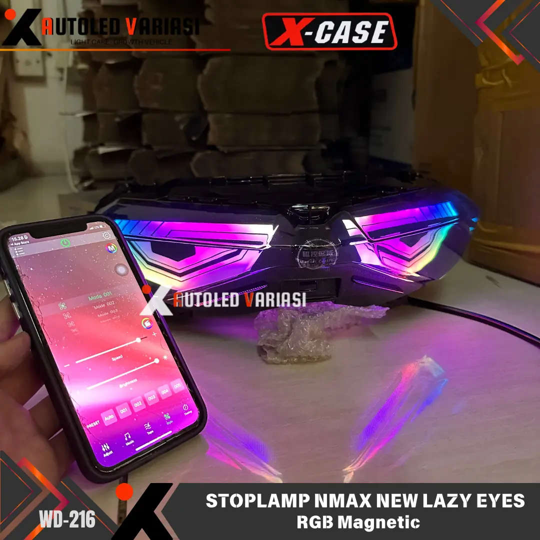 Lampu Stop Nmax New Lazy RGB Eyes plus App PNP 3in1 Plus Sein Running Stoplamp Nmax New 2020-2024