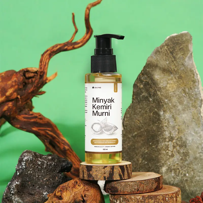 Oilyns - Minyak Kemiri Murni 100ml - Vitamin Rambut & Penumbuh Alis, Bulu Mata, Brewok, Menghitamkan, Melebatkan, Menebalkan, Memanjangkan, Haircare Herbal 1