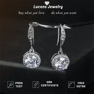 Anting Titanium Anti Karat Luntur Earrings Emas Putih Bulat Anting Jepit Anting Pejantan Mewah Perhiasan antingpanjang titaniumputih