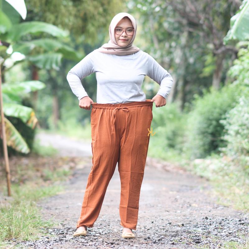Celana Baggy Pants Kringkel Premium Airflow Wanita Dewasa Panjang Crinkle - Ukuran Standar dan Jumbo - Kulot 4