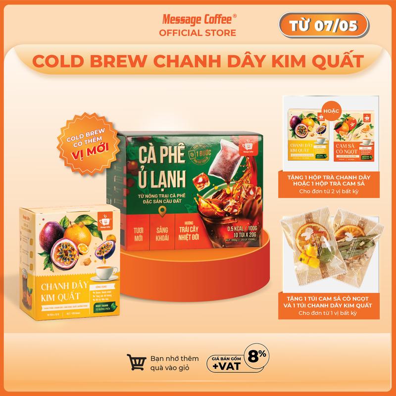 Cà phê Cold Brew túi lọc Arabica Cầu Đất – thêm vị mới Cam Sả Cỏ Ngọt & Chanh Dây Kim Quất – Cafe tiện lợi một bước pha chế từ Message Coffee 3