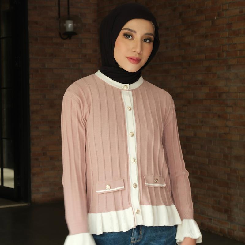 GONEGANI OFFICIAL - Cardigan Wanita Bahan Rajut Ruffle Berkancing ...