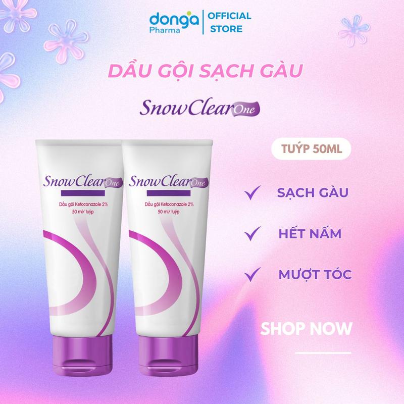 2 tuýp 50ml dầu gội sạch gàu SnowClear One chiết xuất dầu dừa giúp làm sạch gàu nấm, không gây khô tóc