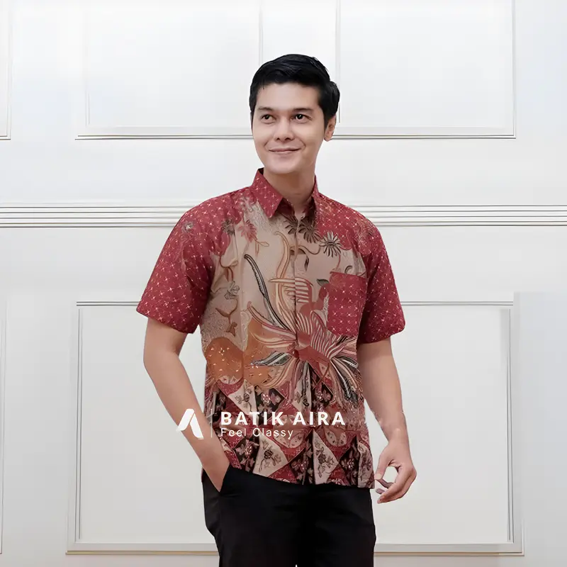 Kemeja Batik Pria batik premium lengan panjang terbaru 2024 cowok batik pria pendek anak laki Hem 1