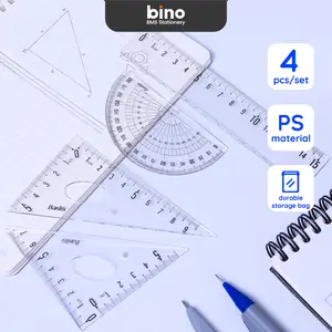 Bantex Set Penggaris Segitiga Busur Derajat Set 4 Pcs Berkualitas Tahan Lama BE5003