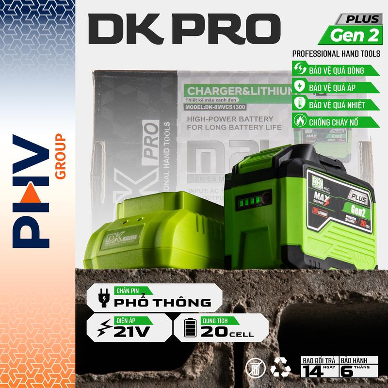 [1K] 1 Pin 20cell DKPRO Mạch 8 MosFet Tặng Sạc Cốc 2AH, Chân pin phổ thông Makita , Pin máy khoan , máy siết ,đèn LED báo Pin