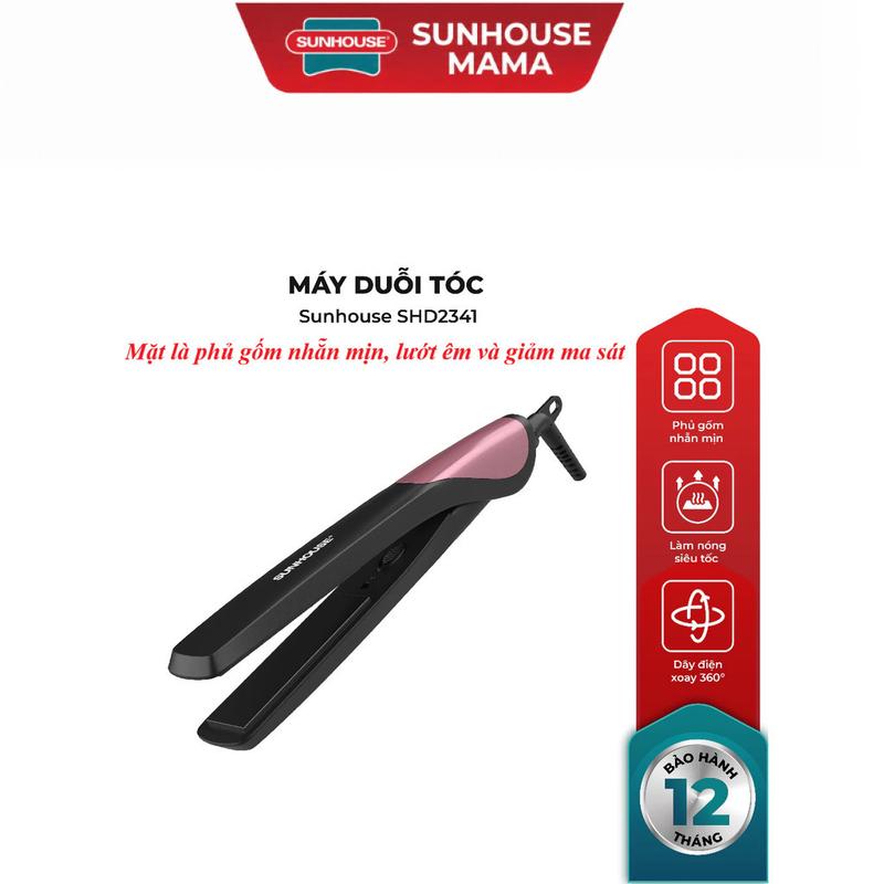 Máy duỗi tóc Sunhouse SHD2341 - Phủ gốm nhẵn mịn - Làm nóng siêu tốc - Dây điện xoay 360, Công suất 25W