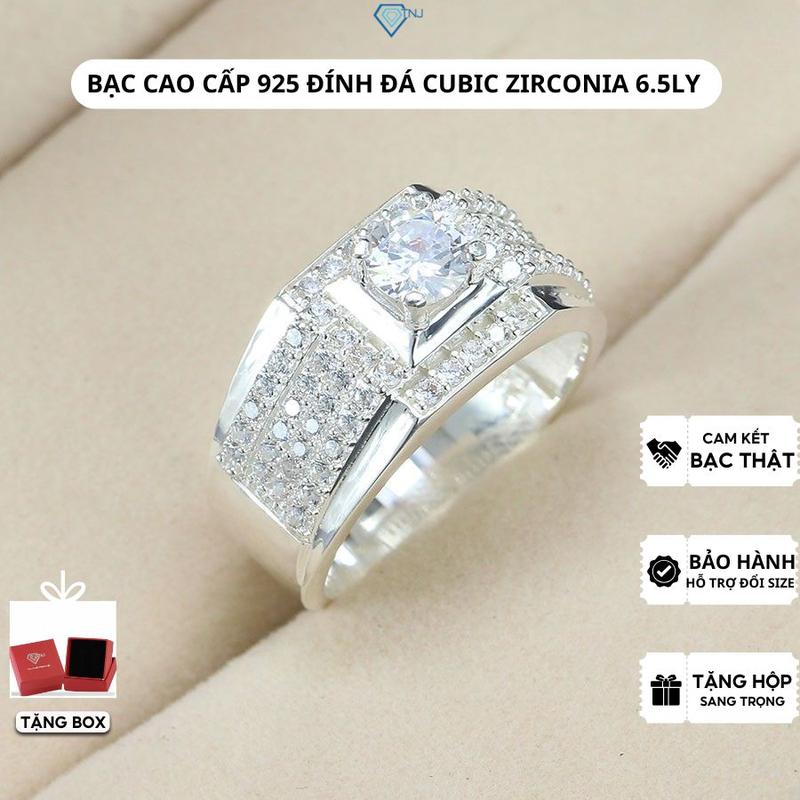 Nhẫn bạc nam đính đá Cubic Zirconia sang trọng cao cấp NNA0310 - Trang Sức TNJ