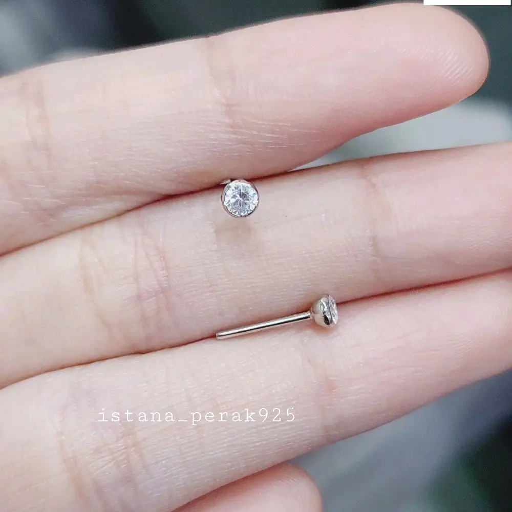 Anting Tusuk Perak Asli Silver 925 Lapis Emas Putih Asli Anting Desi Permata Diamond 0,5-2 gram - Anting Anti Karat - Perhiasan Perak Ada Suratnya