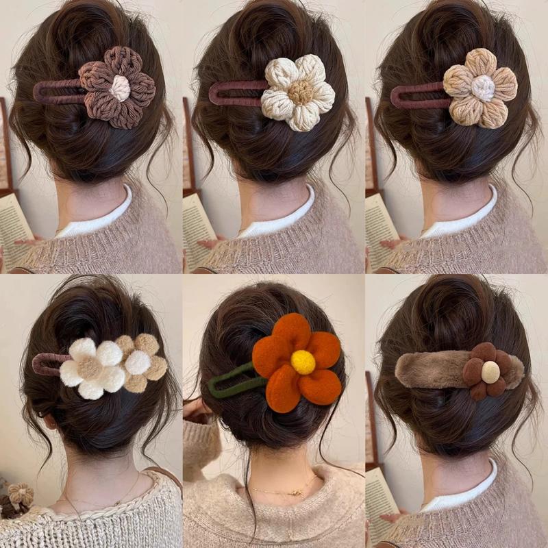Kẹp Mỏ Vịt Hoa Nhồi Bông Phong Cách Cổ Điển Kẹp Tóc Sau Đầu Lớn, Kẹp Tóc Nữ, Kẹp Phụ Kiện Băng Đô, Hàng Mới Về, 2025