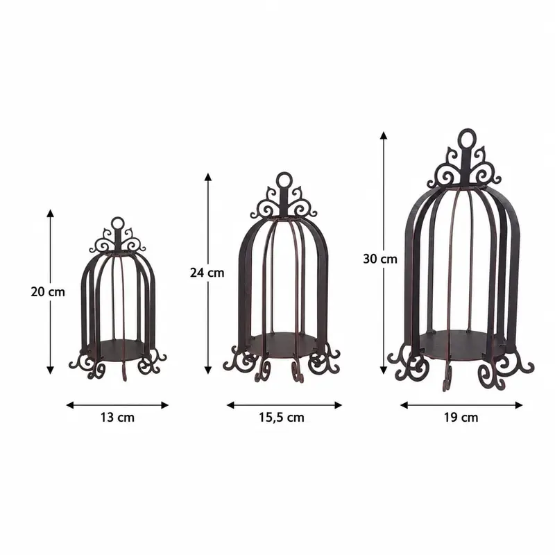 Trio de Gaiolas Decorativas em MDF para Decoração