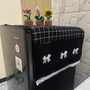 Taplak kulkas renda pita / cover kulkas renda pita