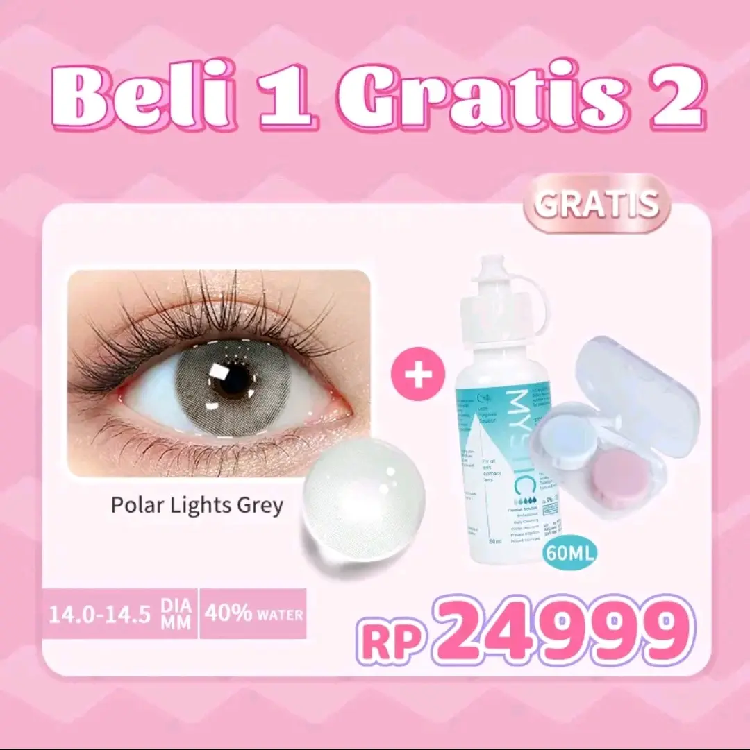 ( Beli 1 grtis 2 ) mysticeyes Softlens 1 pasang + air pencuci softlens 60ml + lens case Soflens