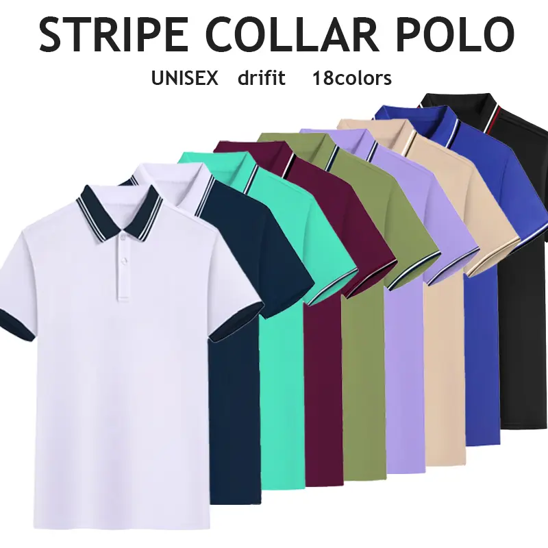 SIMPLE men's solid color Polo shirt unisex drifit quality Korean fashion T-shirt breathable sweat-absorbing sports fashion business mature POLO Menswear Top women plus size Clothing Plain Casual Polyester Elegant Fitted Office Outdoor Short Sleeves