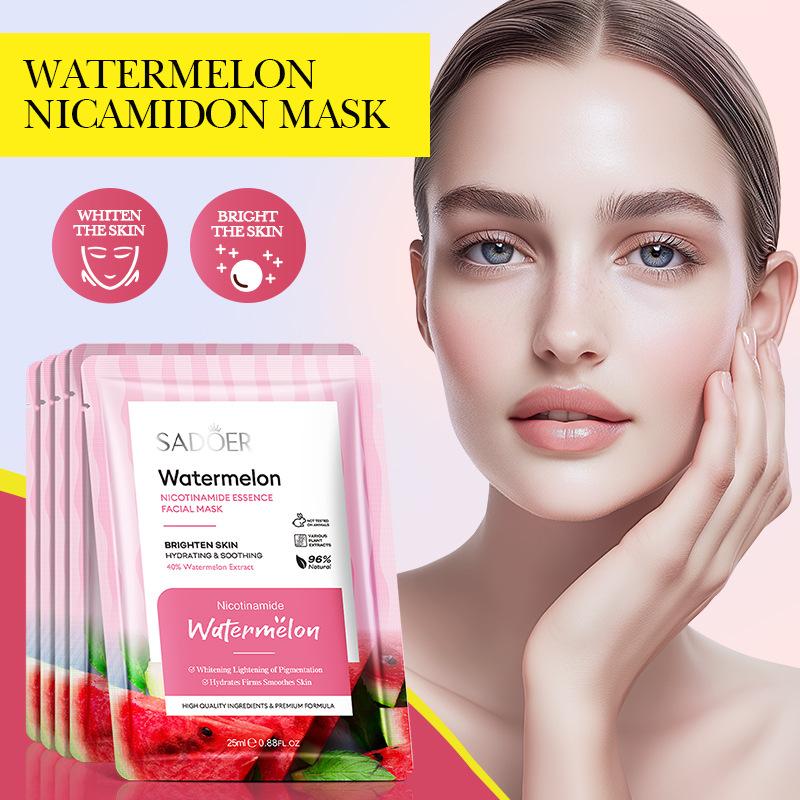 Mặt Nạ Tinh Chất Nicotinamide Dưa Hấu, SADOER, Dưỡng Ẩm, Gói 10 Miếng 0
