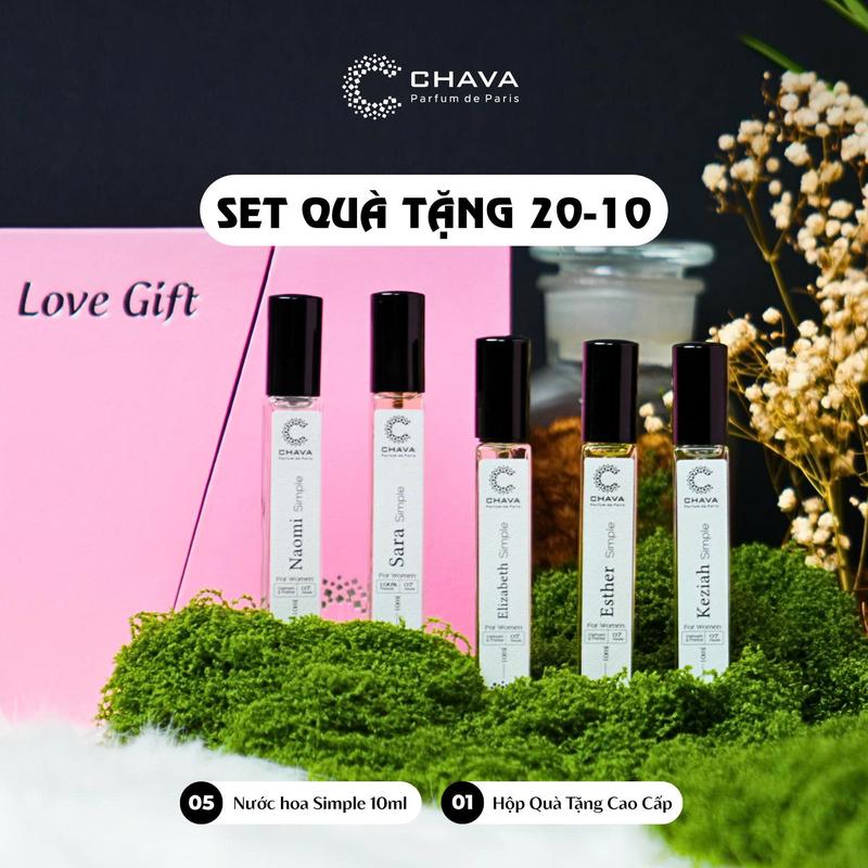 [20/10 5 HƯƠNG NỮ] Nước Hoa Nữ Nhẹ Nhàng C CHAVA SIMPLE 10ml - Hương Thơm Chuẩn Pháp, Lưu Hương 6-8H Trên Da và 3-7 Ngày Trên Quần Áo, Tiêu Chuẩn Pháp, Perfume Xịt Thơm