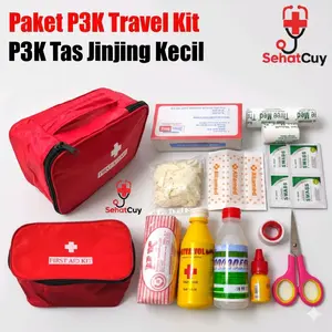 Paket P3K Travel Kit / Pouch First Aid Bag Kit / Paket P3K Tas Jinjing Kecil dengan lsi Lengkap P3K Mobil 0010