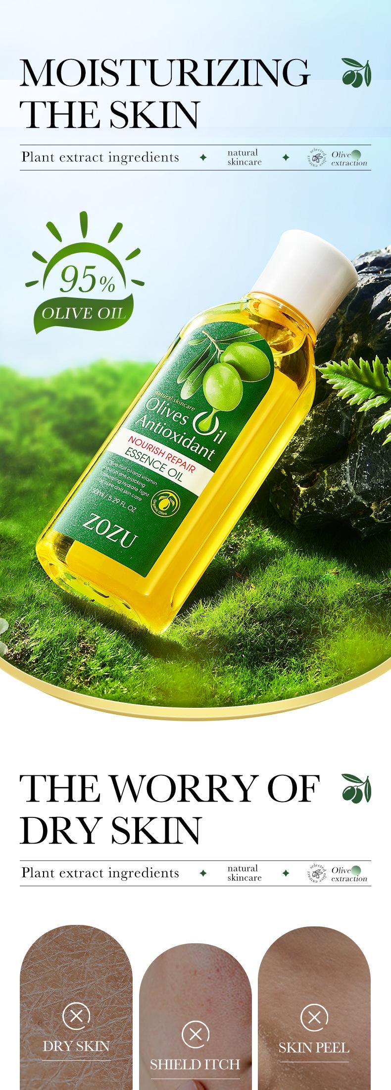 Product Introduction of 【Mua 1 tặng 1】Dầu Ô Liu Tự Nhiên Nguyên Chất, Tinh Dầu Phục Hồi Nuôi Dưỡng, Dầu Mát Xa Dưỡng Ẩm, Làm Trắng, Chăm Sóc Da, Thích Hợp Cho Toàn Thân, 150Ml Massage 2