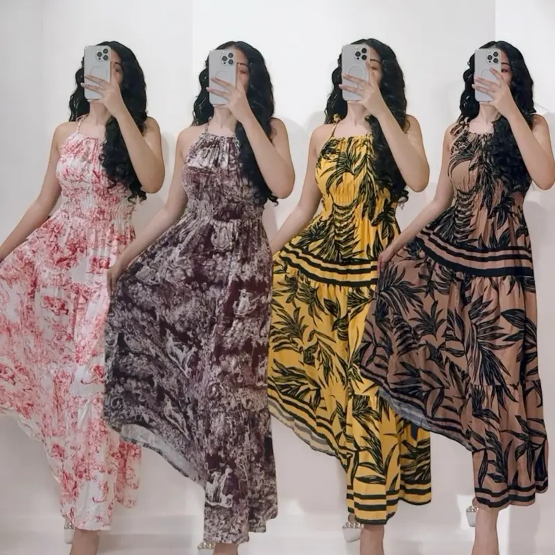 DSL Diana Summer Stretchable Plus Size Printed Long Dress Small to XL Comfort Maxi Dress Womenswear