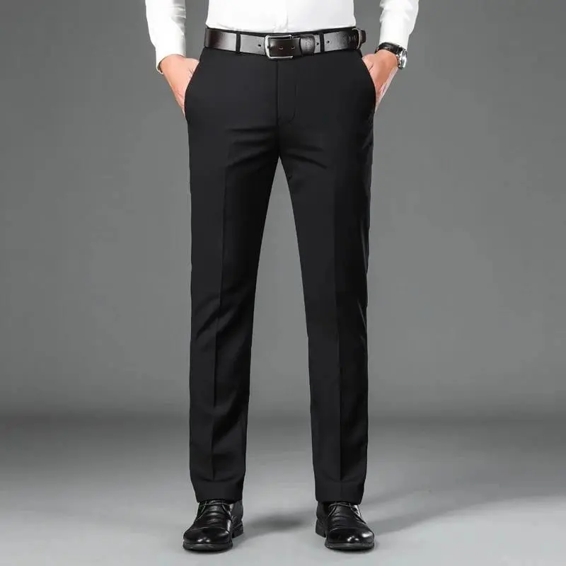 Celana Pria Formal Bahan Dasar Kain Woll Black Slimfit Kerja Kantor Panjang Hitam Dewasa Nyaman 4