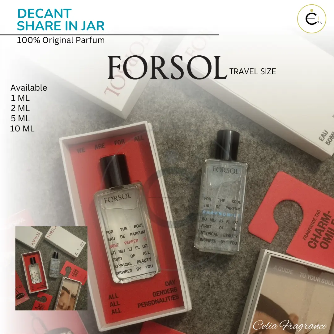 FORSOL Decant (Share in Jar) – Travel Size FORSOL PERFUME FORSOL Charmomile FORSOL Rose Pepper Scissors Decant FORSOL Charmomile Rose pepper scissors