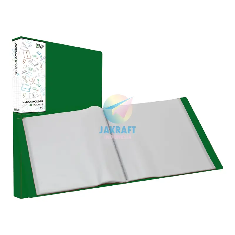 (1 Pcs) Map Clear Holder Folio F4 FC isi 60 Display Book Hitam Black / Biru Blue / Merah Red / Hijau Green / Ungu Purple / Merah Muda Pink / Kuning Yellow / Jingga Orange Document Keeper Tebal 3