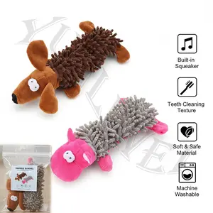 Durable Squeaky Dog Toy No Mess Stuffing Free Pet Plush Toy Soft Chenille Interactive Puppy Toy for Teeth Cleaning and Play