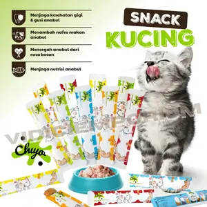 CHIYO Snack Makanan Kucing Basah/Snack Kucing Premium / Pet Strip Snack Kucing Penggemuk/ Makanan Wet Cat Food Creamy Treats