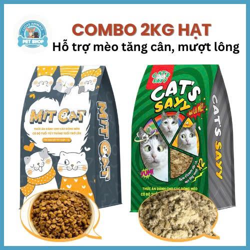 COMBO 2KG HẠT MIX VỊ cho mèo nhiều ruốc gà dầu cá bổ sung đủ chất hỗ trợ tăng cân giảm rụng lông mượt lông