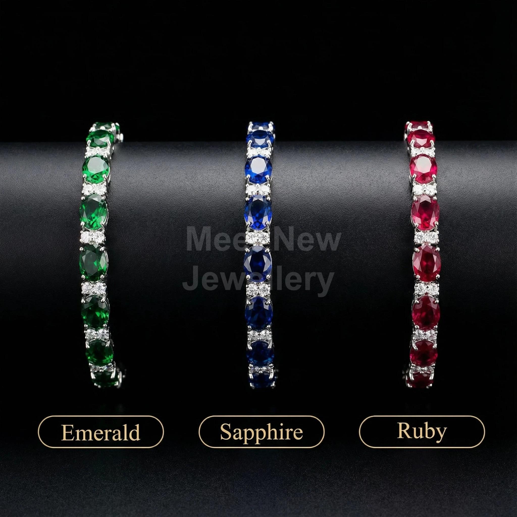 MNSG39 Aksesoris Musim Panas Gelang Zirkonia Berwarna Kristal Multiwarna Sederhana Perhiasan Elegan untuk Gaya Fashion